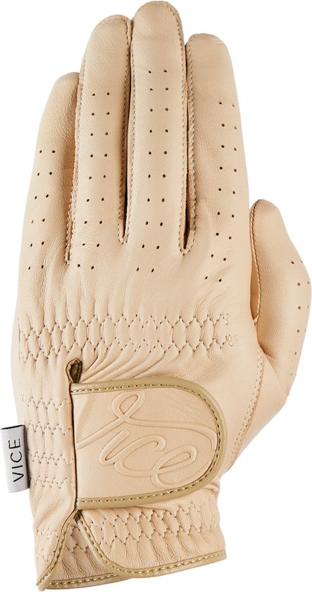 Vice Golf Pure Golfhandschoen – Rechterhand – Maat ML – Beige – Premium Lamsleer – Optimale Grip & Comfort van Merkloos