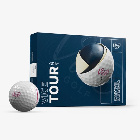 Vice Golf Tour - 12 Golfballen - Grijs - 3-delige Surlyn® Constructie – Golf Accessoire van Merkloos