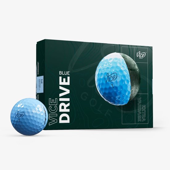 Vice Golf - Vice Drive Golfballen - Blauw - 12 stuks - Voor extra afstand en duurzaamheid van Vice