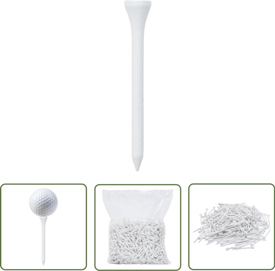 vidaXL Golfaccessoires - Bamboegolftees - 1000 st Golftees 83 mm bamboe wit - Golfmateriaal - Golfballentees - Golfspullen van Merkloos