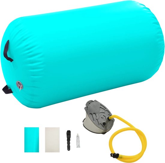 vidaXL - Gymnastiekrol - met - pomp - opblaasbaar - 100x60 - cm - PVC - groen van vidaXL