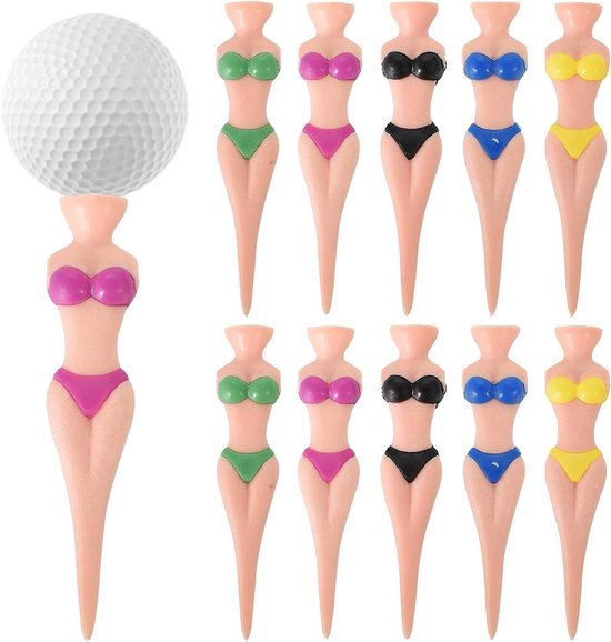 Vijf Stuks Grappige Dames Bikini Golf Tees van 76mm - Plastic Golf Tees voor Training, Accessoires en Oefeningen