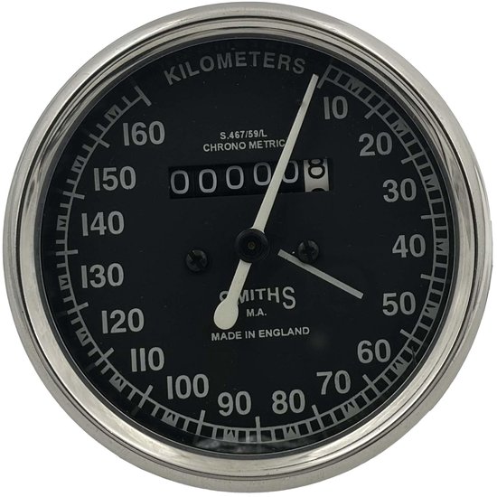 Vintage Snelheidsmeter - Analoge Meter - Motorfiets Herstel - Smiths Stijl Replica - 160 KPH - Zwart