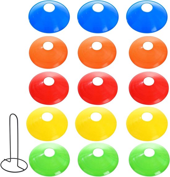 Voetbal Disc Kegels - Sport Markers - Agility Training - Stabiele Ronde Vorm - 15 Stuks - Meerkleurig