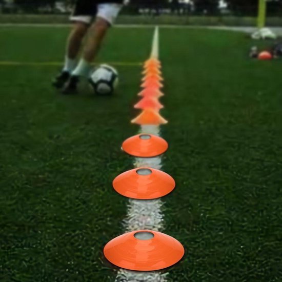 Voetbal Kegels - Markering Schijven - Sporttraining Organiseren - Buigzaam Duurzaam PE Materiaal - 5 cm Hoog - Oranje