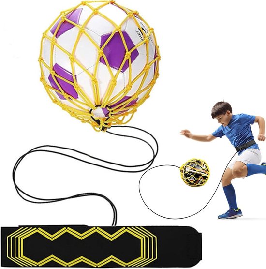Voetbal Kick Trainer - Bal Trainingsapparaat - Voetbalvaardigheden Oefenen - Geen Bal Oprapen - Voor Ballen Maat 3-5 - Geel