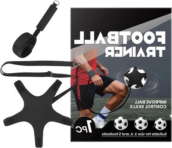 Voetbal Trainer - Bal Oefenapparaat - Voetbalvaardigheden Verbeteren - Verstelbare Tailleband - Compact Opvouwbaar - Zwart