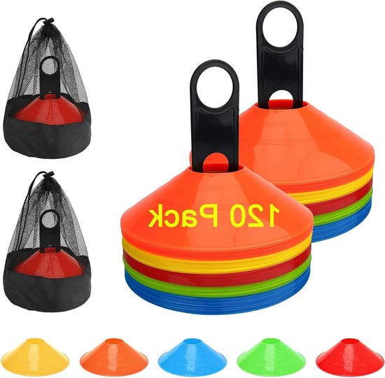 Voetbal Training Kegels - Sport Kegels Markering - Behendigheid Trainen - Hoge Kwaliteit PE Materiaal - 120 Stuks - 5 Kleuren