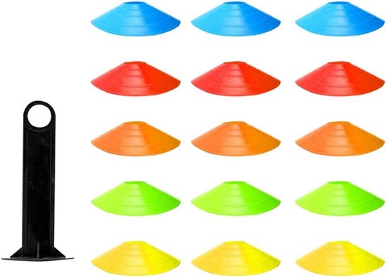 Voetbal Training Kegels - Sport Marker - Sport Training - Duurzaam PE Materiaal - 15 Stuks Set - Kleurrijk
