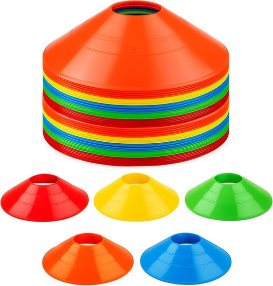 Voetbal Trainingshoedjes - Markeringsschijven Kegels - Sporttraining Organiseren - Duurzaam PE Materiaal - 50 stuks - Multicolor