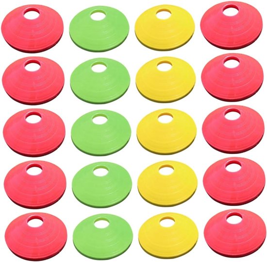 Voetbal Trainingskegels - Markeer Kegels Schijven - Agility Training - Duurzaam PE Materiaal - 19x19CM - Diverse Kleuren