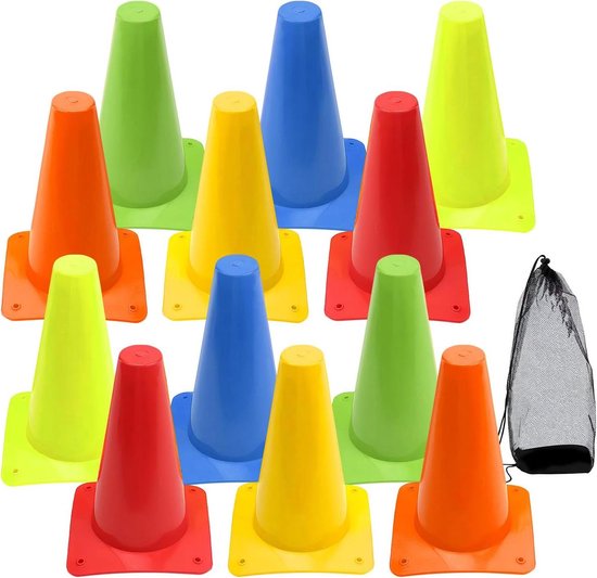 Voetbal Trainingskegels - Sport Kegels Markering - Sport Training Verbeteren - Zacht Veerkrachtig Materiaal - 12 stuks - Uniek