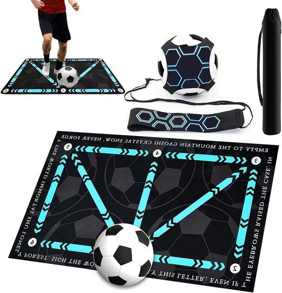 Voetbal Trainingsmat - Balcontrole Mat - Voetbaltraining Thuis - Antislip en Geluidsdempend - 60 x 90 cm - Navy Blauw
