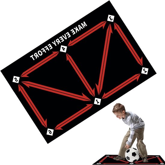 Voetbal Trainingsmat - Balcontrole Mat - Voetbaltraining Verbeteren - Antislip Ontwerp - 60 x 7.5 x 7.5 cm - Rood
