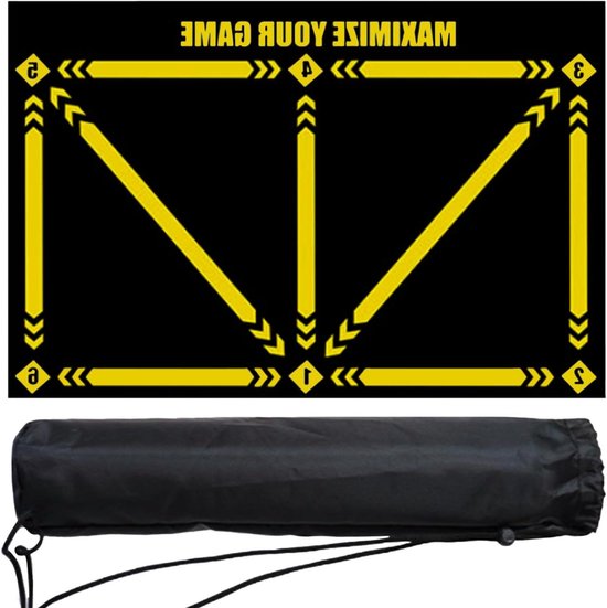 Voetbal Trainingsmat - Balcontrole Mat - Voetbalvaardigheden Trainen - XL Afmeting met Gidsen - 90 x 60 cm - Geel