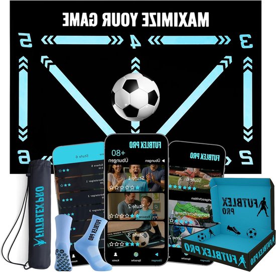 Voetbal Trainingsmat - Balcontrole Mat - Voetbalvaardigheden Verbeteren - Interactieve Trainingsapp - 25x24 cm - Zwart