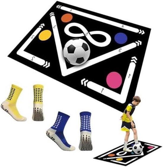 Voetbal Trainingsmat - Balcontrole Mat - Voetbalvaardigheden Verbeteren - Stille Schokabsorptie - 60 x 90 cm - Zwart