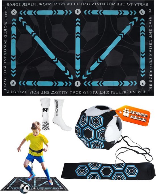 Voetbal Trainingsmat - Balcontrole Trainer - Voetbalvaardigheden Oefenen - Compleet Met Sokken Trainer - 60 x 90 cm - Zwart