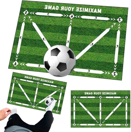 Voetbal Trainingsmat - Dribbel Mat - Balcontrole Verbeteren - Antislip Onderkant - 60 x 90 cm - Zwart