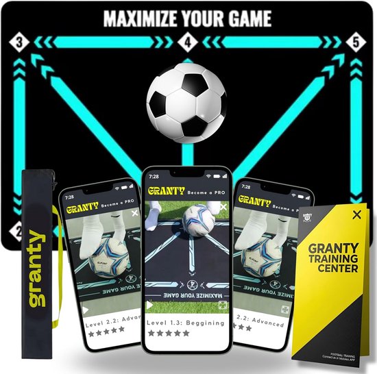 Voetbal Trainingsmat met Gratis Video App: Balcontrole en Schijnbewegingen Oefenen van Merkloos