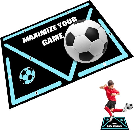 Voetbal Trainingsmat - Oefendeken Voetbal - Voetwerk Verbeteren - Antislip Constructie - 60x90cm - Donker