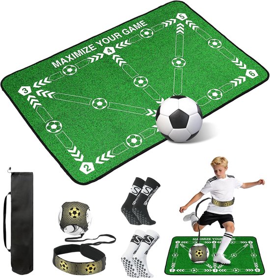 Voetbal Trainingsmat - Voetbal Oefenmat - Balcontrole Verbeteren - Compleet Trainingspakket - 90 x 60 cm - Groen