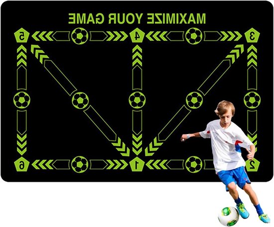 Voetbal Trainingsmat - Voetbal Oefenmat Behendigheid - Voetbalvaardigheid Verbeteren - Antislip en Stil - 80x120cm - Donkerblauw