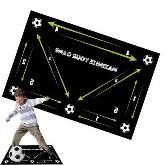 Voetbal Trainingsmat - Voetbalvaardigheid Oefenen - Balcontrole Verbeteren - Antislip Rubberen Ondergrond - 40 x 60 cm - Zwart
