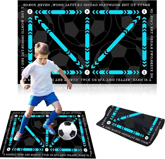 Voetbal Trainingsmat - Voetenwerk Mat - Balcontrole Oefenen - Schokabsorberend Ontwerp - 60x90cm - Zwart Blauw