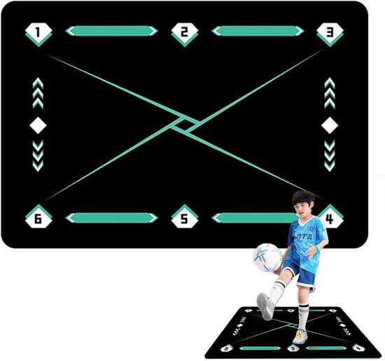 Voetbal Trainingsmat - Voetstap Oefenmat - Balcontrole Verbeteren - Antislip Stabiliteit - 60x90 cm - Groen