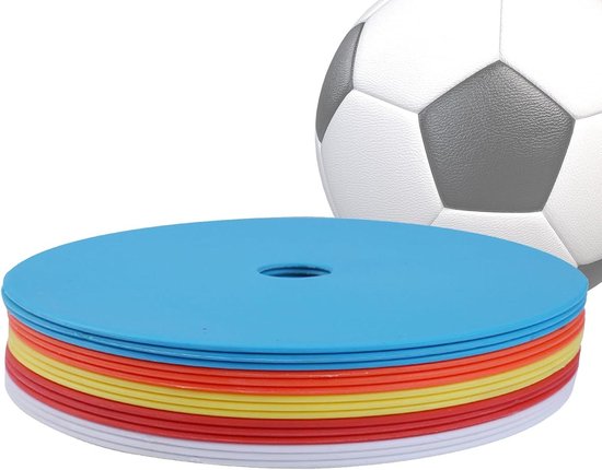 Voetbal Trainingsschijven - Markeringsplaten Sport - Sport Coördinatie - Antislip Mat Design - 15.5 cm Diameter - Helder Kleuren