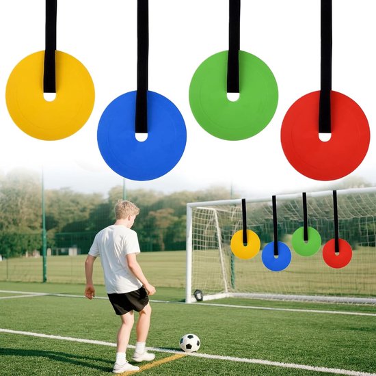 Voetbal Trainingsschijven - Oefenschijven Set - Schietvaardigheid Trainen - Flexibel Rubber Materiaal - 4 Stuks - Rood Groen Blauw Geel