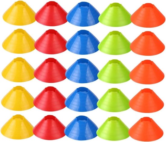 Voetbal Trainingsschijven - Sport Kegels - Behendigheid Trainen - Duurzaam PE Materiaal - 25 Stuks - Diverse Kleuren