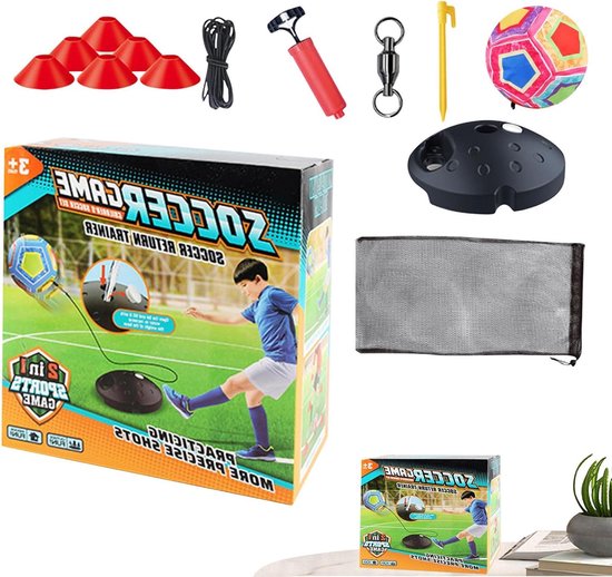 Voetbal Trainingsset - Balvaardigheid Trainer - Techniek Verbeteren - Met Elastiek Koord - 13 x 24 x 13 cm - Roze
