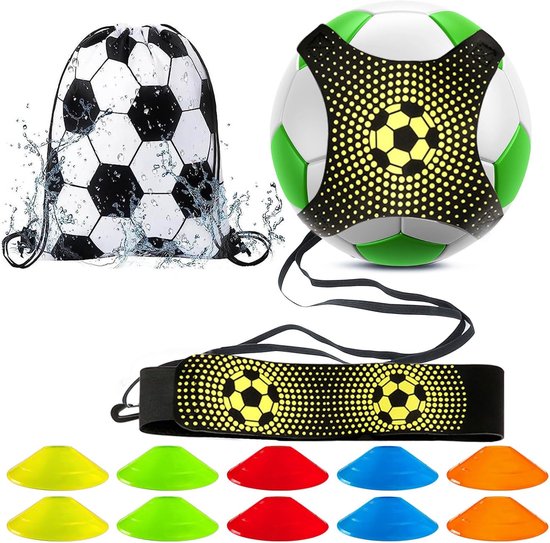 Voetbal Trainingsset - Kicktrainer Set - Solo Voetbaltraining - Handsfree Balcontact - Voor Ballen #3#4#5 - Zwart Geel