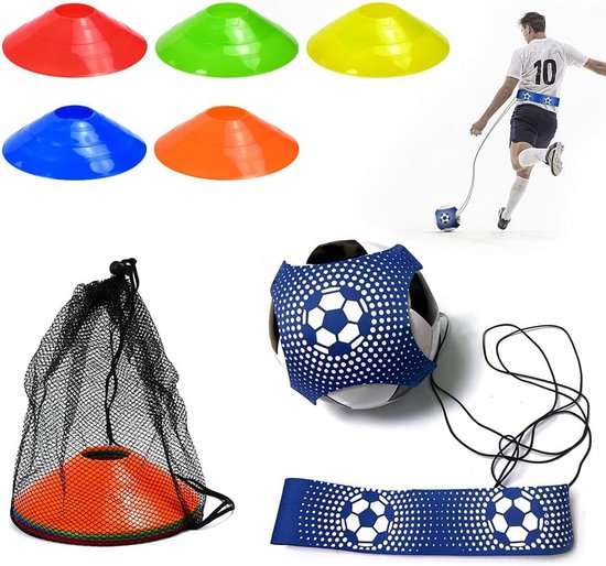 Voetbal Trainingsset met Elastisch Koord en Kegels voor Balcontrole en Dribbelen van Merkloos
