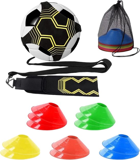 Voetbal Trainingsset met Trainingsgordel en 12 Kegels voor Solo Oefeningen van Merkloos