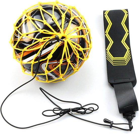 Voetbaljongleertrainer - Voetbaltrainer balnet - Voetbalvaardigheden verbeteren - Ball Retrieval Eliminator - Voor ballen maat 3/4/5 - Geel