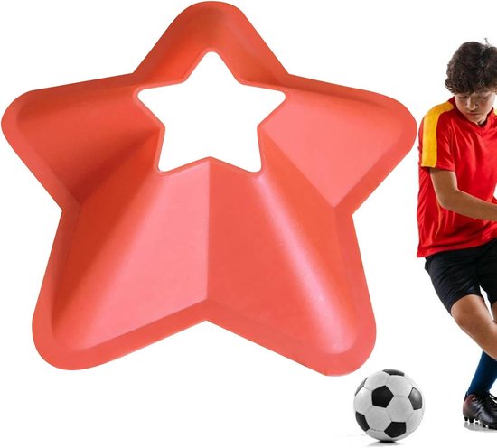 Voetbalkegels Set - Trainingsmarkeringen - Sport Training - Duurzaam PE Materiaal - 7x20x20 cm - Rood