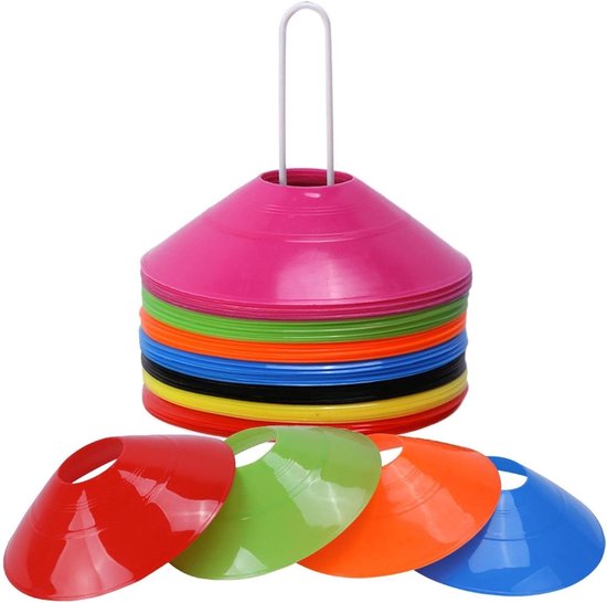 Voetbalkegels Trainingskegels - Markeer Kegels Pionnen - Sport Training - Set van 50 Stuks - 19 cm Hoog - Felgekleurd
