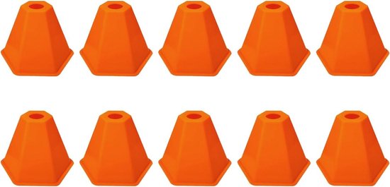 Voetbalkegels - Trainingskegels Markeerpionnen - Sporttraining - Felgekleurd - 10 stuks - Oranje