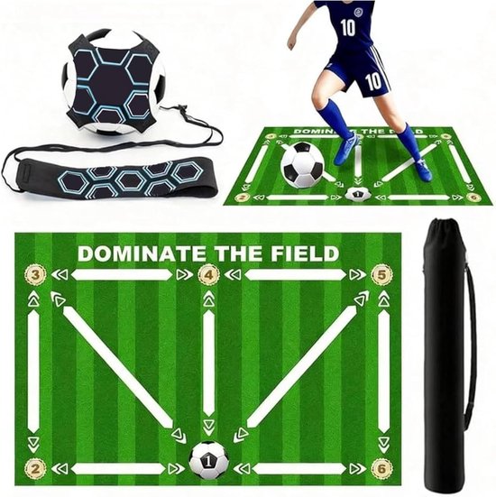 Voetbalmat Kinderen - Trainingsmat Voetbal - Balcontrole Oefenen - Antislip en Geluiddempend - 60 x 90 cm - Groen