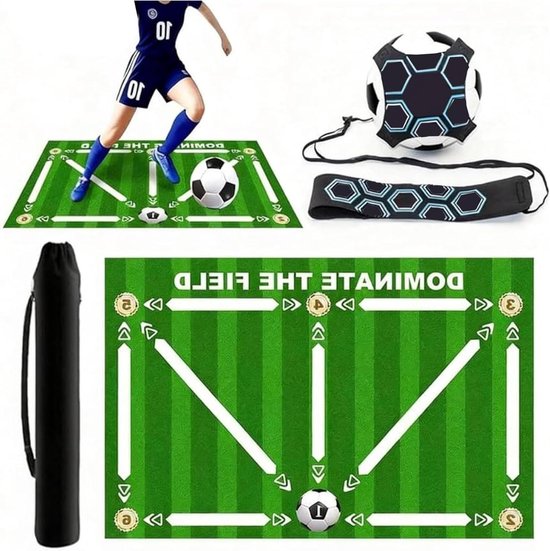 Voetbalmat Kinderen - Trainingsmat Voetbal - Balcontrole Oefenen - Inclusief Trainer - 60 x 90 cm - Groen