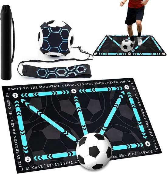 Voetbalmat voor kinderen - Trainingsmat voetbal - Balcontrole oefenen - Complete trainingsset - 60 x 90 cm - Navy Blauw