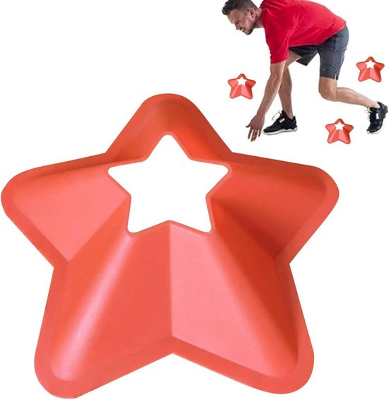 Voetbalschijfkegels - Trainingskegels Behendigheid - Sporttraining Verbeteren - Stervormig Design Stabiel - 20 cm Hoog - Rood