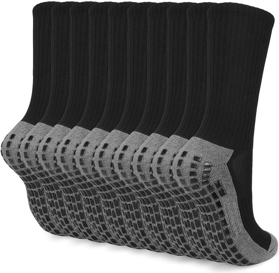 Voetbalsokken voor heren - Antislip - Set van 5 - Zwart/Wit - Maat 43-46