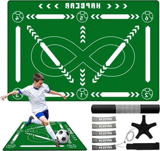 Voetbaltrainingmat - Oefenmat Balcontrole - Voetbalvaardigheden Verbeteren - Antislip Oppervlak - 90 x 60 cm - Groen