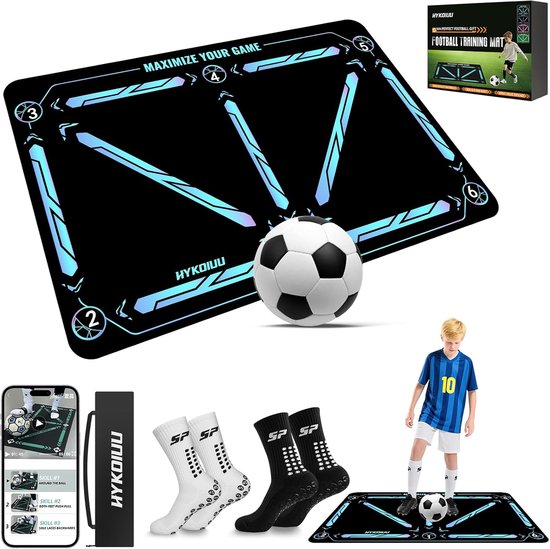 Voetbaltrainingsmat - Balcontrole trainer - Voetbalvaardigheden oefenen - Inclusief video tutorials - 90 x 60 cm - Wit