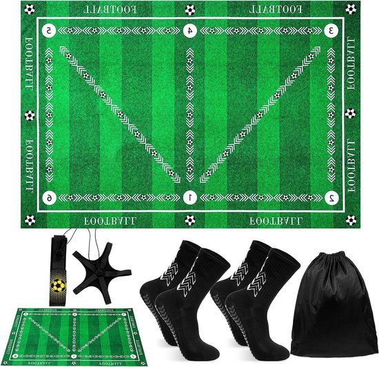 Voetbaltrainingsmat - Dribbelmat Voetbal - Balcontrole Verbeteren - Antislip Ondergrond - 90 x 60 cm - Groen