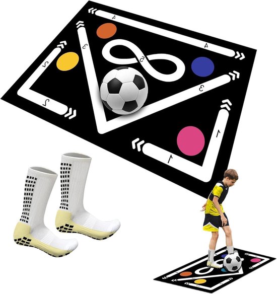 Voetbaltrainingsmat - Voetbal oefenmat - Verbeter balcontrole - Antislip en stil - 60x90cm - Zwart